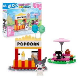 lot 2837 image: BLDR Hello Kitty and Friends Kuromis Popcorn Stand Building Set - Kuromi &amp Chococat Poseable Minifigures - Gifts for Kids &amp Sanrio Fans Ages 8, 0129