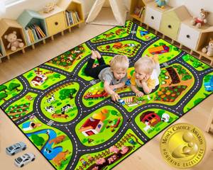 lot 2843 image: Kids Farm Play Rug, 3x5 Ft Happy Farm Activity Playmat, Extra Thick (0.4in) - Non-Slip Car Rugs for Kids Toy Cars, Educational Play Mat Race Track Carpet for Kids Room, Bedroom and Learning