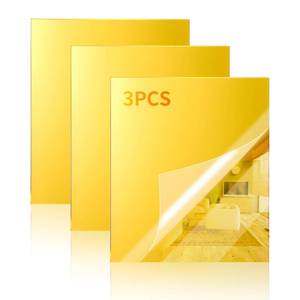 lot 2852 image: 3 Pack Mirror Acrylic Sheets, 12 x 16 Opaque Glossy Mirror Plastic Sheet with 18 Inch 3mm Thickness, Rigid Tinted Mirror Acrylic for Cutting, Sawing, Laser Cutting (3, Gold, 12X16)