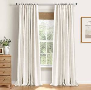 lot 2865 image: 100% Blackout Shield Full Blackout Curtains for Bedroom 84 inch Length 2 Panels Set, Clip RingsRod Pocket Faux Linen Black Out Curtains for Living Room, Thermal Insulated, 50Wx84L, Beige