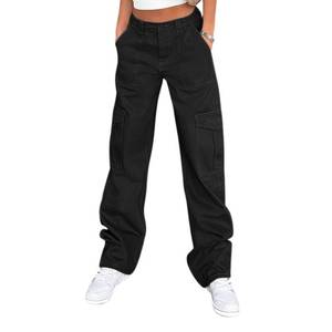 lot 2886 image: Lepunuo Cargo Pants for Women Baggy Zipper Y2K Pants Light Baggy Jogger Black Medium