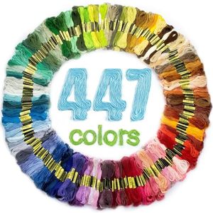 lot 2889 image: Maxee Embroidery Thread, 447 Colors Per Pack Embroidery Floss,8m Cross Stitch Threads,Friendship Bracelets Floss, Crafts Floss Rainbow Color with Free Embroidery Needles, Floss Bobbins