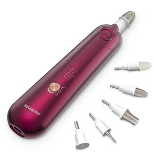lot 2905 image: Professional Manicure Pedicure Set - Cordless Electric Foot Nail Care Trimmer Buffer Tools - 5 Speeds, Rechargeable, Thick Nails (Red)