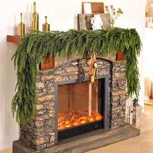 lot 2919 image: 2PCS 6FT Christmas Norfolk Pine Garland, Real Touch Artificial Greenery Garland for Table, Mantle, Wall, Indoor, Outdoor Holiday Decorations