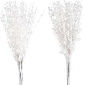 lot 2932 image: CristBest 24-Pack Christmas Tree Picks Ornaments, Artificial Glitter Berry Stem Glittery Twigs Ornaments for Christmas Tree Decorations, Small Vase, Holiday, Wedding, Party Decorations (White)