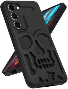 lot 2948 image: Lotadilo for Samsung Galaxy S23 Case Skull Skeleton Cool Funny Gothic Hollow S23 Cases for Men Women Boys Girls, Designer Cute Hollowed Plated Shockproof Phone Cover for Galaxy S23 Black