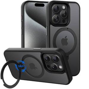 lot 2954 image: CACOE Magnetic Case for iPhone 15 Pro 6.1 inch with 360 Rotatable Ring Stand, Compatible with MagSafe Car Phone Mount, Cases Cover Phone Holder for Desk MeetingVideos Matte Black