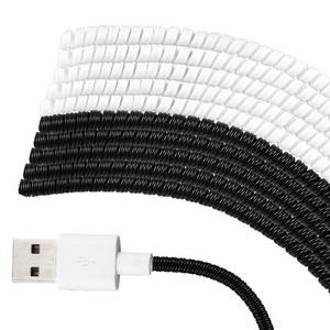 lot 2965 image: Frienda 10 Pcs Spiral Cord Protector Chargers Protector Pets No Chew Data Cable Protective Sleeve Headphone Charger Saver USB Cable Cover Wire Repair for Phone USB (Black and White)