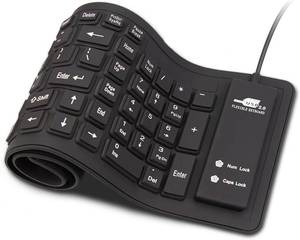 lot 2968 image: sungwoo Foldable Silicone Keyboard USB Wired Waterproof Rollup Keyboard for PC Notebook Laptop (All Black)