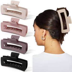 lot 2969 image: Ahoney Extra Large Hair Clips for Thick Long Hair - XL Oversized Giant Matte Banana Jumbo Jaw Clips, Strong Hold Hair Accessories for Women (Neutral)