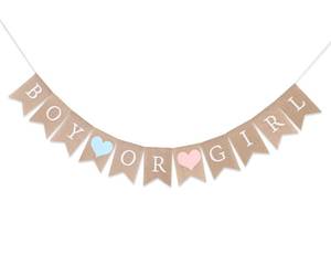 lot 2971 image: Boy or Girl Burlap Banner - Rustic Gender Reveal Banner, Baby Shower Decorations