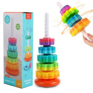 lot 2973 image: Baby Spinning Stacking Toys, Spin ABS Plastic and Color Rainbow Design Ring Stacker Baby Toys 6 to 12 Months Montessori Educational Learning Autism Sensory Toys for Boys and Girls Baby