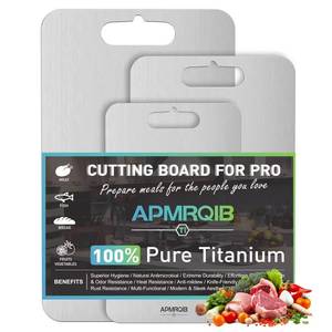 lot 2981 image: APMRQIB Titanium Cutting Boards for Kitchen,100% Pure Titanium Cutting Board Set of 3, Double Sided Non Toxic Cutting Board, Hygiene Durable Dishwash