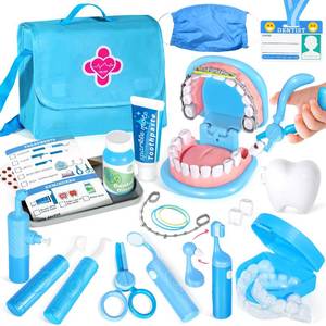 lot 2983 image: Dentist Playset for Boys with Oversized Pretend Teeth Removable Teeth Braces Retainer - Kids Doctors Play Set - Teeth Model for Teaching - Role Play Toys for Kids 4-6 (Blue)