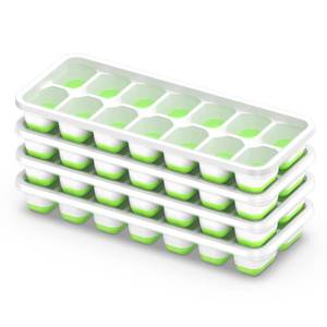 lot 3005 image: ChefAide Ice Cube Tray with Lid, 4 Packs 56 Cubes Durable Stackable Ice Cube Trays for Freezer with Removable Lids, Easy-Release Plastic & Silicone Ice Tray for Cocktail, Coffee
