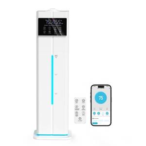 Zeova 9L/2.4Gal Smart Cool Mist Humidifier, Top Fill Quiet Humidifier Large Room, Covers 550ft, App &amp; Remote Control, 60H Runtime, 7 Colors Light, 4 Mist Modes Humidifiers for Bedroom, Office, White