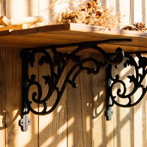 lot 3016 image: 15.8x9.5 Decorative Shelf Brackets,2 Pack Cast Iron Shelf Supply,16 Inch Large Antique Black Corbesl