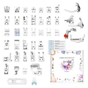 lot 3021 image: Presser Foot Set 42Pcs, Sewing Machine Presser Feet Kit Accessories with Manual for Brother, Babylock, Singer, Elna, Toyota, New Home, Simplicity, Necchi, Kenmore Low Shank Machines