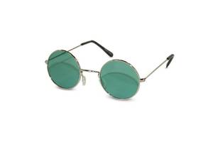 lot 3028 image: NEON NATION Circular Party Sunglasses Round Hippie Retro Shades with Colored Lenses (Silver frame wGreen Lens)