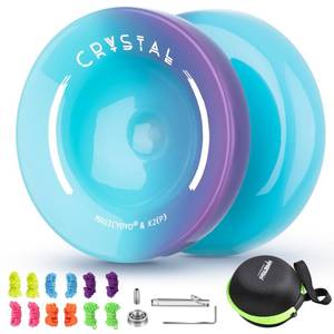 lot 3047 image: Yoyo Professional K2 Crystal Yo Yo, Responsive Yo-yo for Kids Beginners, Dual Purpose Yoyo for Adults Advanced  Unresponsive Yo-Yo Bearing  12 StringsStorage Bag  Bearing Tool ( Blue Purple)