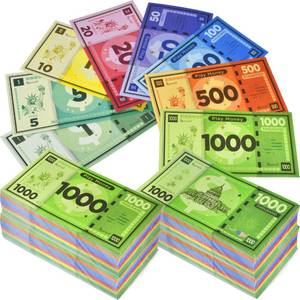 lot 3051 image: Queensell Play Money Suitable for Monopoly Board Game 480 pcs of 60 Each Bill Denomination Double Sides Printing Paper Money for Pretend Play Cashier - 480 pcs
