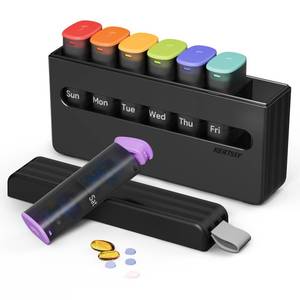 lot 3055 image: Weekly Pill Organizer 2 Times a Day - Am Pm Pill Box 7 Day, Large Twice Medicine Pill Case for Daily Medication, Vitamins, Fish Oils, Supplements Portable Week Pill Holder Container, Translucent Black