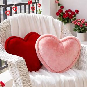 lot 3058 image: Roowest 2 Pack Valentines Day Velvet Heart Pillows Soft Decorative Cute Love Fringe Throw Pillow Back Cushion for Girls Women Bed Sofa Couch Living Room Home Decor Wedding Gift(Red Pink)