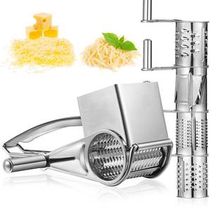 lot 3061 image: Honoson Rotary Cheese Grater Stainless Steel Handheld Rotary Parmesan Grater Cheese Cutter Slicer Shredder with 4 Stainless Drum for Grating Hard Chocolate Nuts Kitchen Tool