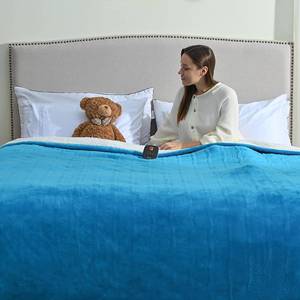 lot 3064 image: Fantico Heated Electric Blankets - Soft Flannel Heating Throw Electric Blanket with 6 Heat Settings Twin Size 62 x 84 Teal - Velvet &amp Sherpa