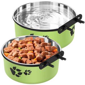 lot 3075 image: Dog Crate Water Bowl, ShineMe 54oz &amp 34oz Stainless Steel No Spill Crate Food and Water Bowl, Kennel Bowls Mountable for Medium and Large Dogs, Cats and Pets, Set of 2, PINK (7.1x2.9 &amp 6.2x2.6)