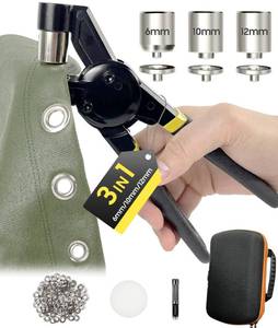 lot 3112 image: HAPDEN Grommet Tool Kit 12 14 38 Multi-Size Hole Punch, 608 Pcs Heavy Duty Grommets Tool Kit, Eyelets and Grommets for Tarps, Fabric Rings, Leather, Tents, Vinyl, Canvas and so on