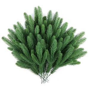 lot 3127 image: Hananona 50 Pcs Artificial Pine Branches Christmas Greenery Plants Pine Needles DIY Cedar Picks and Sprays Accessories for Christmas Garland Wreath Craft and Home Decor (50, Green)
