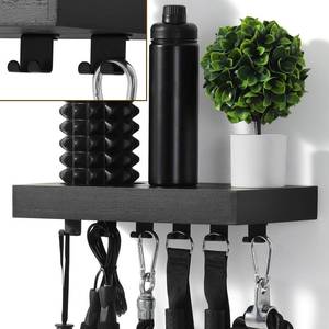 lot 3137 image: Wishtofly Tonal Accessory Shelf, Wall Mount Floating Shelf Organizer Fits Various Home Gym Accessories, Heavy Duty Space Saving Tonal Storage Rack with 6 T-Locks Clips Hooks Adapters Hanger, Black