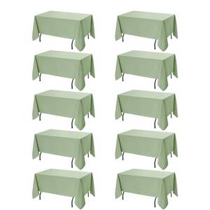 lot 3140 image: Dailyset 10-Pack Sage Green Tablecloths for Rectangle Tables, 70 x 120 Inches, Stain-Resistant Polyester Fabric for 6 Foot Tables - Washable Table Covers for Weddings, Birthday Parties, Events