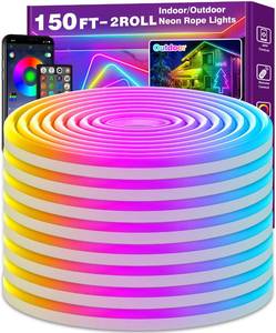 lot 3144 image: NUERPO 150Ft Neon Rope Lights,Flexible Led Rope Lights Control with AppRemote,Multiple Modes Light,IP65 Outdoor RGB Led Light Waterproof (150Ft Neon Rope Lights)