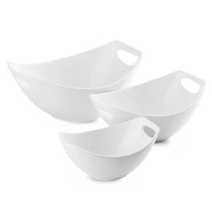 lot 3150 image: LAUCHUH Serving Bowls with Handles, Porcelain Serving Dishes White Nesting Bowls Mixing Bowl Set Salad Bowls for Entertaining, Party, Valentines Day, Baby Shower, Set of 3, 152849 oz