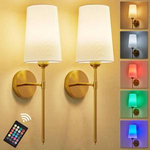 lot 3156 image: KUAUGST Battery Operated Wall Sconce Set of 2, Rechargeable Wall Lights, Multi-Color Detachable Rechargeable Bulbs, for Bedroom Living Room Hallway