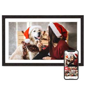 lot 3161 image: Digital Picture Frame, 15.6 Inch Frameo Digital Frame WiFi, 1920  1080 IPS FHD Touchscreen, 32GB, Tabletop&Wall-Mounted, Share Picture Video, Large Electric Photo Frame, Mom Gifts, Black Woodgrain
