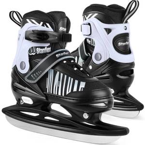 Sitanflex Boys Ice Skates, 4 Size Adjustable Kids Toddlers Hockey Ice Skates for Youth Teen, Beginners Winter Ice Skating Shoes, Recreational Kids Ice Skates for Boys Girls Aged 3-12, White