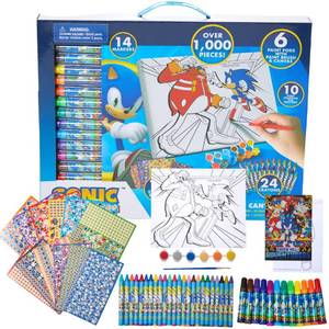 lot 3520 image: Innovative Designs Sonic The Hedgehog Creative Coloring Canvas Painting and Activity Set for Kids, 1000 pcs