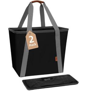 lot 3521 image: STORAGE MANIAC Collapsible Laundry Caddy,  Large Collapsible Laundry Basket with Sturdy Metal Wire Frame, Long Carry Handles - Space-Saving, Foldable Laundry hamper, 2 Pack Black