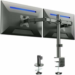 lot 3524 image: VIVO Black Dual Monitor Desk Mount Adjustable Stand  Fits Screens up to 30