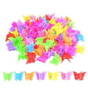 lot 3539 image: 100 Packs Assorted Color Butterfly Hair Clips, Bantoye Beautiful Mini Hair Accessories for Girls and Women, Random Color