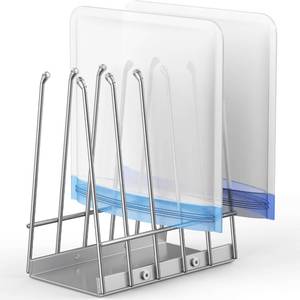 lot 3544 image: Reusable Bags Drying Rack, Foldable Plastic Bags Dryer for Ziplock Lerine Silicone Gallon, Snack, Sandwich Storage Bags, Silver