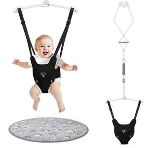 lot 3550 image: Baby Jumper, Baby Jumper Doorway with Adjustable Strap, Easy to Assemble, with a Soft Rug (Black)