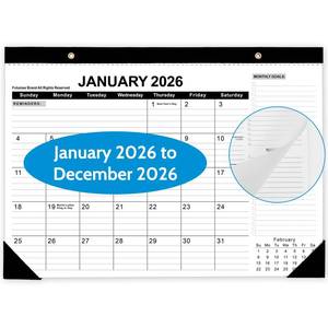 lot 3560 image: 2026 Desk Calendar - Desk Calendar 2026 from Jan. 2026 to Dec 2026, Large 17 x 12 Desktop Monthly Calendar with Clear Waterproof Cover for Home School Office Desk Top Organizing