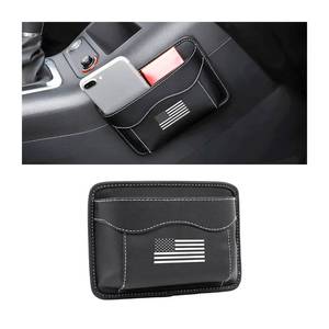lot 3575 image: Moly Magnolia Car Seat Side Pocket Organizer, American Flag PU Leather Storage Bag, Pen Phone Holder Tray Pouch Seat Gap Filler, Interior Accessories for Auto Door Window Console (BlackFlag)