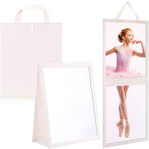 lot 3580 image: Colingmill Foldable Glitter Backstage Mirror with Handle 33. 5X 13. 5 Inch Leather Folding Hanging Mirror Rectangular for Travel Dance Bag Home Fitness Spa Gift for Dancers(White)