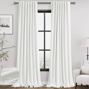 lot 3586 image: Ivory 100% Blackout Linen Curtains for Bedroom 94 Inches Long Back Tab Thermal Insulated Rustic Modern Farmhouse Decor Black Out Curtain for Living Room Dining Room Neutral Drapes 52x94, 2 Panels