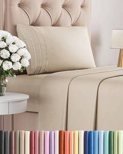 lot 3591 image: Queen 4 Piece Sheet Set - Comfy Breathable & Cooling Bed Sheets Set - Hotel Luxury Bedding for Women, Men, Kids, Teens, Boys & Girls - Deep Pockets, Ultra-Soft, Wrinkle Free - Oeko-Tex - Wheat